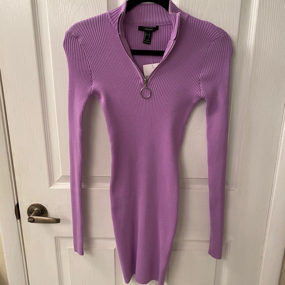 NWT Forever 21 Purple Ribbed Sweater Dress